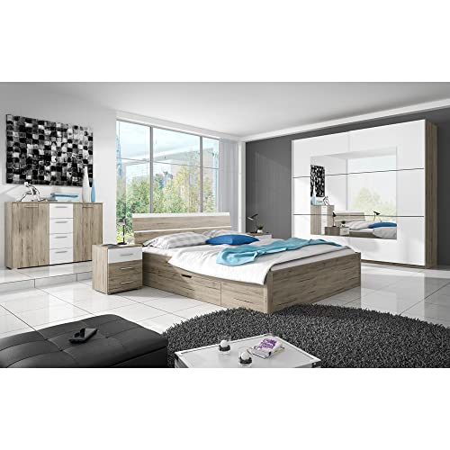 Lomadox Schlafzimmer Möbel-Komplett Set in Sanremo Eiche Nb. mit weiß Liegefläche 160x200 cm Lomadox Schlafzimmer Möbel-Komplett Set in Sanremo Eiche Nb. mit weiß Liegefläche 160x200 cm von Lomadox