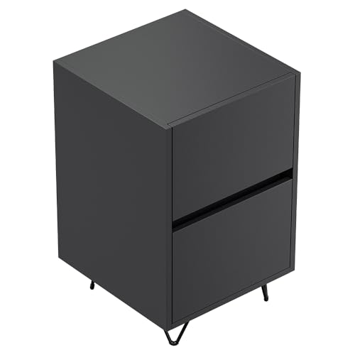 Lomadox Schlafzimmer Nachttisch Nachtschrank mit 41 cm Breite in Graphit, mit 2 Schubladen, Softclose & Push-to-Open, modern, grifflos von Lomadox