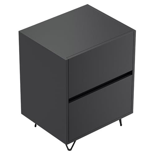 Lomadox Schlafzimmer Nachttisch Nachtschrank mit 51 cm Breite in Graphit, mit 2 Schubladen, Softclose & Push-to-Open, modern, grifflos von Lomadox