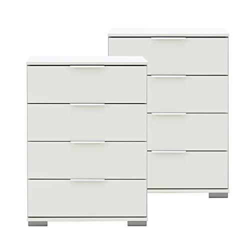 Lomadox Schlafzimmer Nachttisch für Boxspringbett 2er Set in weiß, B/H/T ca. 52/74/38 cm von Lomadox