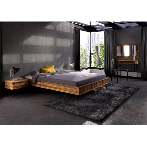 Lomadox Schlafzimmer Set 5-teilig mit Bett 140x200 cm in Eiche massiv geölt Schminktisch Spiegel Nachtschränke Softclose von Lomadox