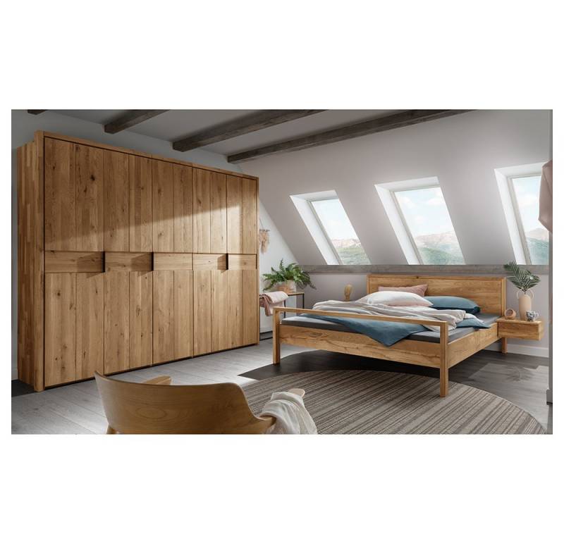 Lomadox Schlafzimmer-Set AVELLINO-137, (Spar-Set, 2-tlg., Bett Nachttische Kleiderschrank), Schlafzimmermöbel mit Bett 200x200 cm Massivholz modern Eiche von Lomadox