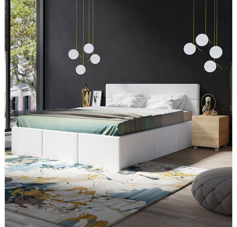 Lomadox Schlafzimmer-Set CAIRNS-132, (Spar-Set, 3-St), in Eiche Nb. mit Polsterbett in weiß (Kunstleder), Modern, grifflos von Lomadox