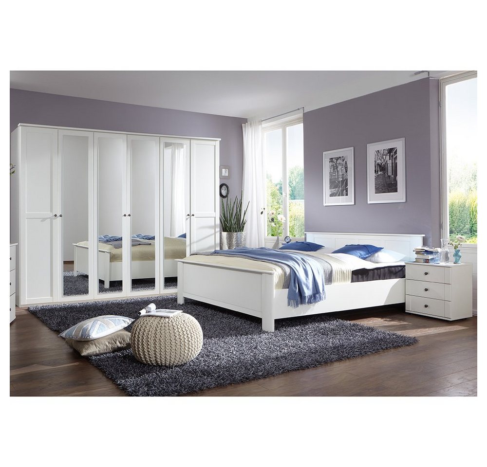 Lomadox Schlafzimmer-Set CROPANI-43, (Spar-Set, 4-St), mit Bett 180x200cm, Kleiderschrank 6-teilig 270cm, weiß von Lomadox