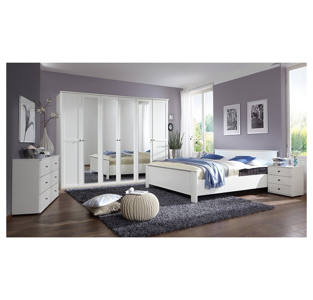 Lomadox Schlafzimmer-Set CROPANI-43, (Spar-Set, 5-St), mit Bett 180x200cm, Kleiderschrank 6-teilig 270cm, weiß von Lomadox