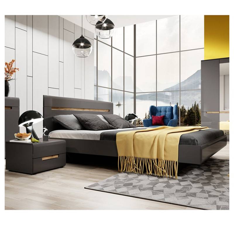 Lomadox Schlafzimmer-Set HERNING-83, (Spar-Set, 3-tlg), Bett mit 2 Nachttischen, 160cm breit, in anthrazit Lomadox Schlafzimmer-Set HERNING-83, (Spar-Set, 3-tlg), Bett mit 2 Nachttischen, 160cm breit, in anthrazit von Lomadox