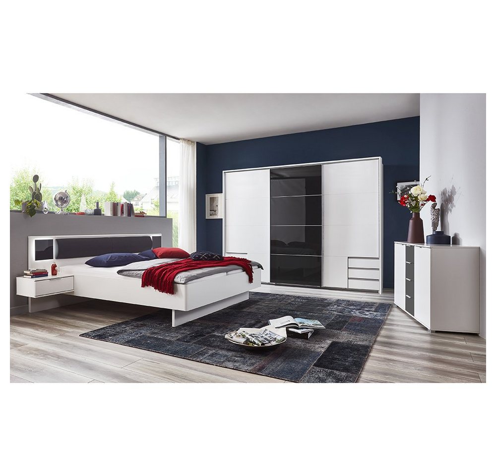 Lomadox Schlafzimmer-Set VIESTE-43, (Spar-Set, 4-St), mit Bett 180x200, weiß mit graphit von Lomadox