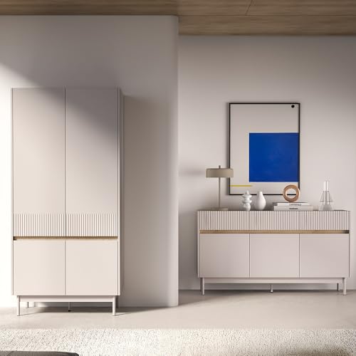 Lomadox Schlafzimmer-Set in Kaschmir matt mit Eiche Rillenoptik Kleiderschrank & Sideboard, modern, 2-teilig Lomadox Schlafzimmer-Set in Kaschmir matt mit Eiche Rillenoptik Kleiderschrank & Sideboard, modern, 2-teilig von Lomadox