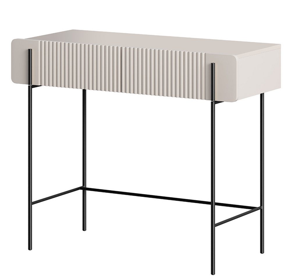 Lomadox Schminktisch MEAFORD-141, Kaschmir, 2 Softclose-Schubladen, grifflos, Metallfüße schwarz von Lomadox