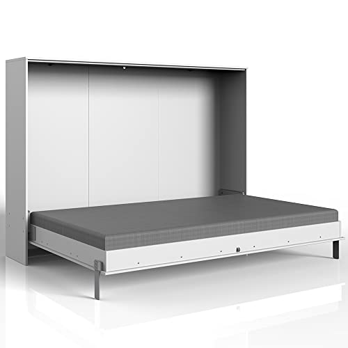 Lomadox Schrankbett weiß 140x200 cm mit Lattenrost Jugendbett Gästebett Klappbett Raumsparbett von Lomadox