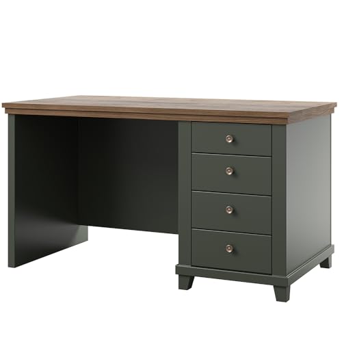 Lomadox Schreibtisch 140 cm Breit in grün mit Eiche, 4 Schubladen, Büro Arbeitszimmer Home Office Kanzlei Landhaus Stil Lomadox Schreibtisch 140 cm Breit in grün mit Eiche, 4 Schubladen, Büro Arbeitszimmer Home Office Kanzlei Landhaus Stil von Lomadox