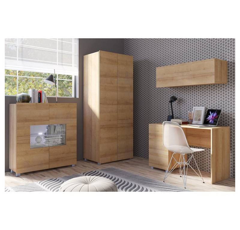 Lomadox Jugendzimmer-Set CAIRNS-132, (Sparset, 4-tlg., Highboard Schreibtisch Kleiderschrank Wandregal), Jugendzimmerschränke in Eiche Nb., Modern, grifflos von Lomadox