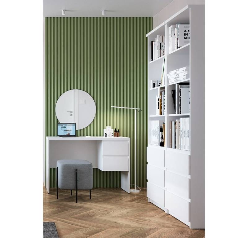 Lomadox Büromöbel-Set FORTALEZA-129, (Spar-Set, 3-tlg., Regalschrank Computertisch), Schreibtisch mit Aktenschrank und Regal in weiß von Lomadox