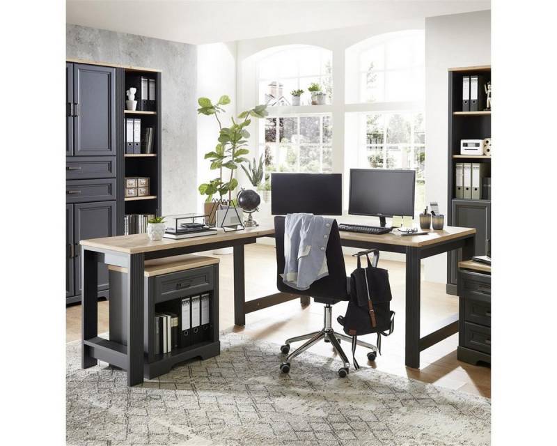 Lomadox Schreibtisch JUELICH-36-O, Kombination 3-tlg. JÜLICH-36 in Graphit mit Artisan Eiche Nb. Lomadox Schreibtisch JUELICH-36-O, Kombination 3-tlg. JÜLICH-36 in Graphit mit Artisan Eiche Nb. von Lomadox