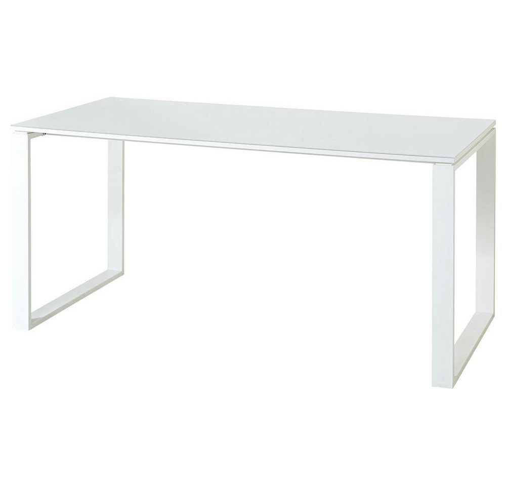 Lomadox Schreibtisch MONTERO-01, Design Büro 160cm mit Glas-Platte weiß mit Metallgestell 160x75x80cm von Lomadox