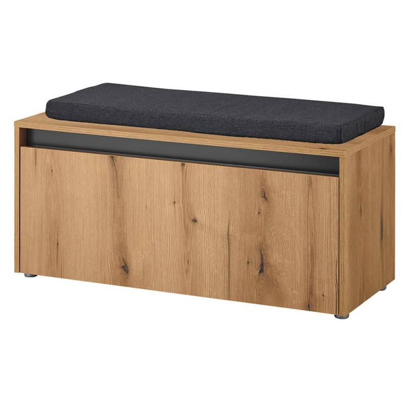 Lomadox Schuhbank CRISP-61, Eiche Nb. anthrazit, Sitzkissen, 1 Klappe, 100 cm breit, grifflos von Lomadox