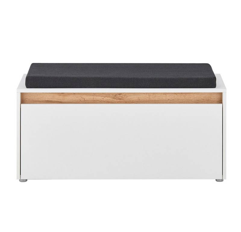 Lomadox Schuhbank CRISP-61, in weiß mit Wotan Eiche Nb., 1 Klappe, 1 Sitzkissen, 100 cm breit von Lomadox