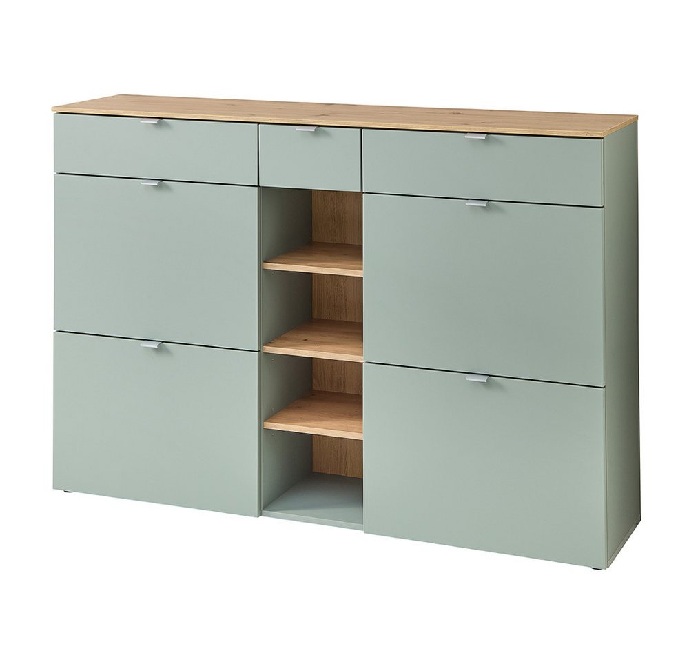 Lomadox Schuhschrank BLISS-36 grün matt Eiche 4 Klappen Flurschrank 148x102,1x37,4 cm Lomadox Schuhschrank BLISS-36 grün matt Eiche 4 Klappen Flurschrank 148x102,1x37,4 cm von Lomadox