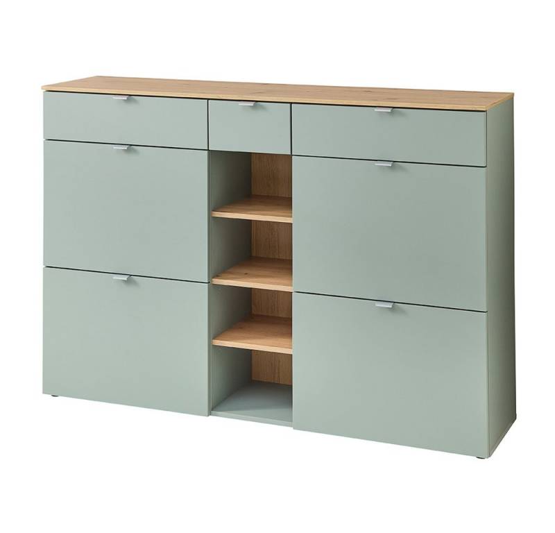 Lomadox Schuhschrank BLISS-36 grün matt Eiche 4 Klappen Flurschrank 148x102,1x37,4 cm Lomadox Schuhschrank BLISS-36 grün matt Eiche 4 Klappen Flurschrank 148x102,1x37,4 cm von Lomadox