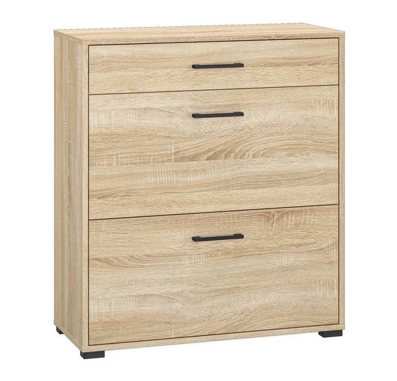 Lomadox Schuhschrank CHEB-131 Eiche hell Flurschrank Kommode Schuhablage 80x90x33,7 cm von Lomadox