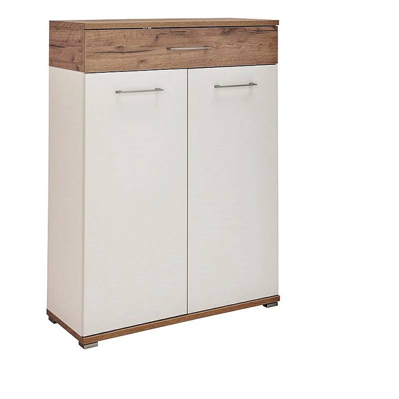 Lomadox Schuhschrank DAKOTA-01 Schuhkommode Schrank Flur Kommode, weiß, Eiche, B/H/T: 89/118/37 cm von Lomadox