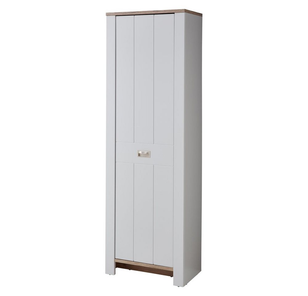 Lomadox Schuhschrank DEVON-36 Garderobenschrank schmal matt grau mit Eiche Landhausstil 65 cm breit von Lomadox