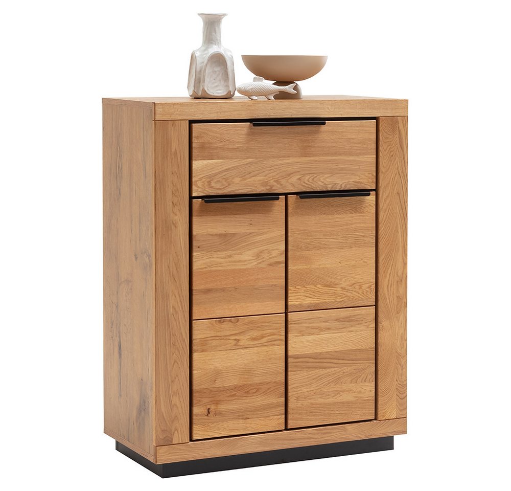 Lomadox Schuhschrank GIUSTINO-06 80 cm breit, Eiche teilmassiv mit schwarz von Lomadox