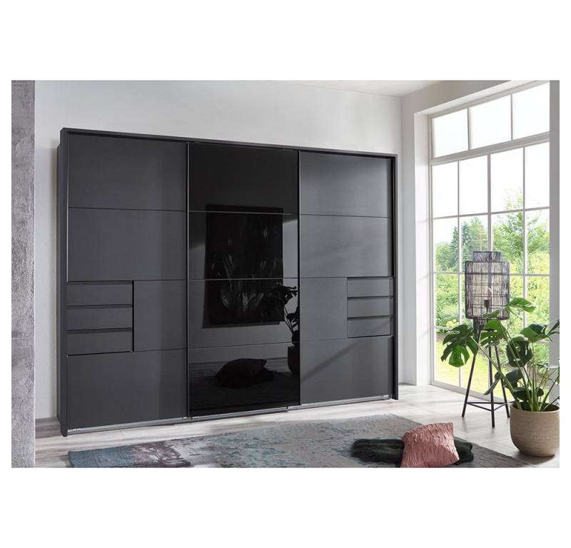 Lomadox Kleiderschrank BRIXEN-43 in graphit, inkl. 6 Schubkästen und Glasfront in schwarz Lomadox Kleiderschrank BRIXEN-43 in graphit, inkl. 6 Schubkästen und Glasfront in schwarz von Lomadox
