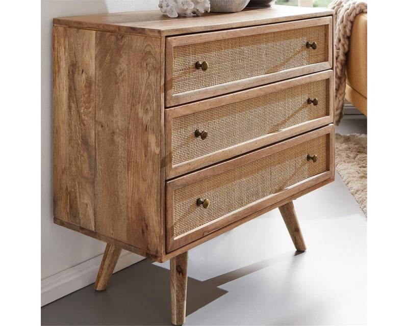 Lomadox Sideboard, Kommode Schubladenkommode mit Schilfrohrgeflecht in Mango Massivholz von Lomadox