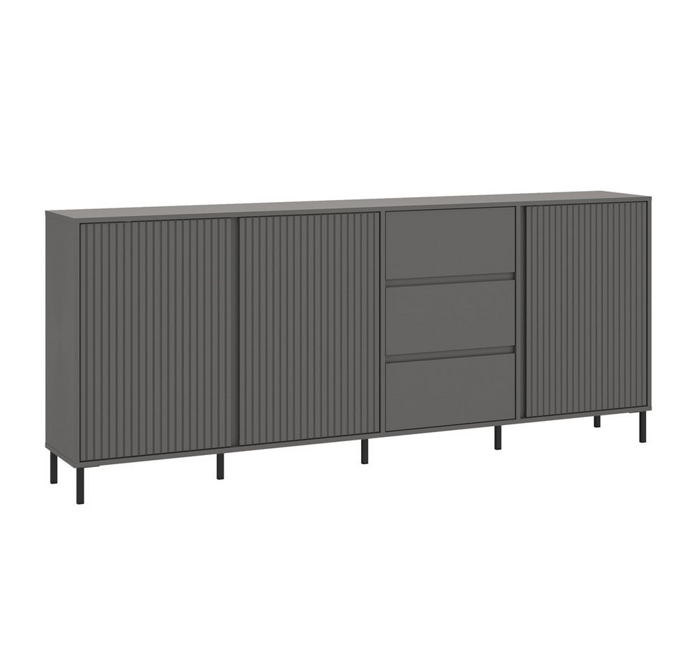 Lomadox Sideboard AMELIA-129, Kommode 212 cm anthrazit mit Rillen 3 Türen 3 Schubladen Lomadox Sideboard AMELIA-129, Kommode 212 cm anthrazit mit Rillen 3 Türen 3 Schubladen von Lomadox