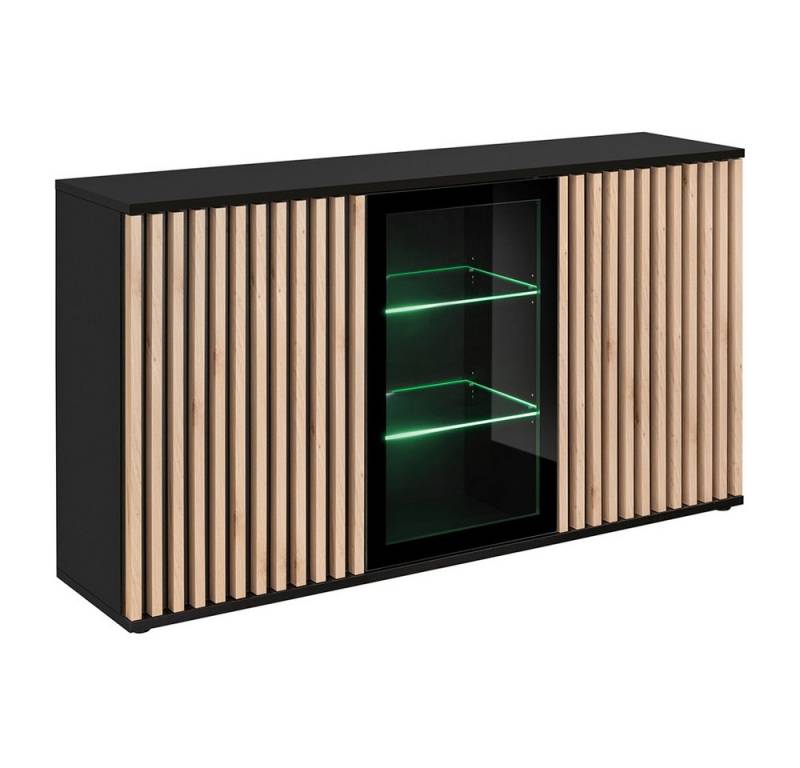 Lomadox Sideboard CATANZARO-164, Kommode in schwarz mit Lamellen in Hickory Eiche, inkl. Beleuchtung Lomadox Sideboard CATANZARO-164, Kommode in schwarz mit Lamellen in Hickory Eiche, inkl. Beleuchtung von Lomadox