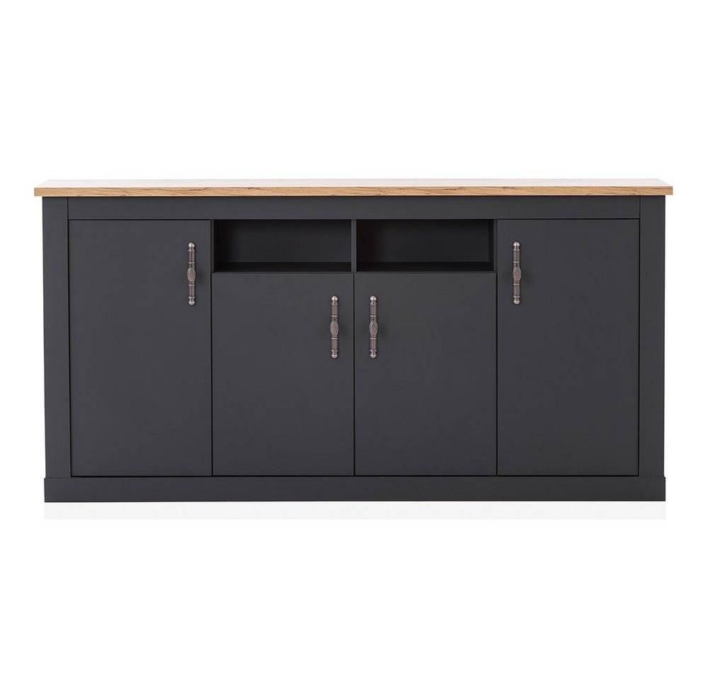 Lomadox Sideboard CESENA-61, Anrichte mit 4 Türen in anthrazit mit Wotan Eiche Nb., 200/104/45 cm von Lomadox