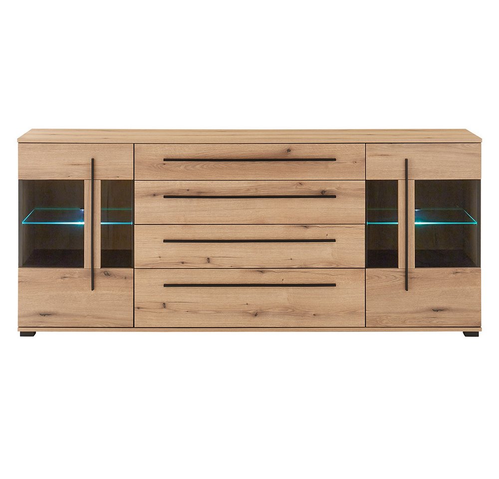 Lomadox Sideboard COLORADO-61, Sideboard inkl. LED Glasbodenbeleuchtung 200 cm breit in Eiche Nb. Lomadox Sideboard COLORADO-61, Sideboard inkl. LED Glasbodenbeleuchtung 200 cm breit in Eiche Nb. von Lomadox