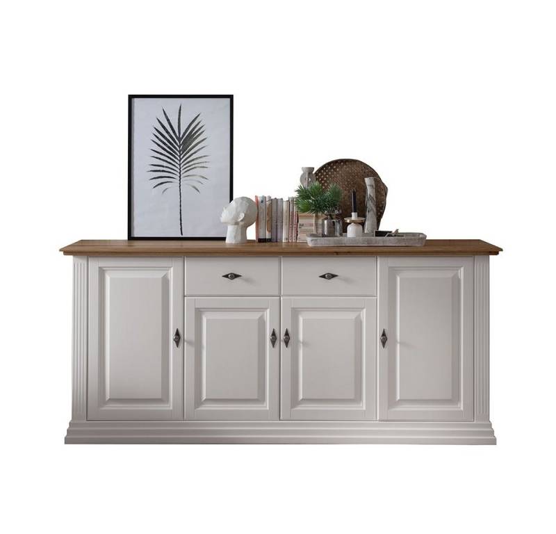 Lomadox Sideboard ESBJERG-69, Kiefer weiß lackiert mit Eiche geölt, Landhausstil von Lomadox