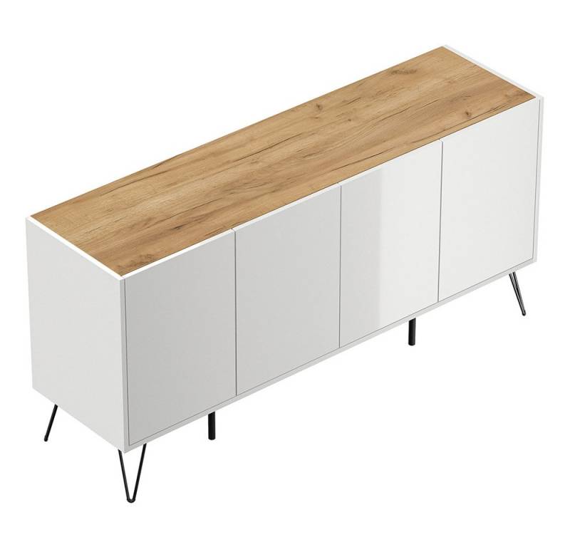 Lomadox Sideboard INDIANAPOLIS-02, 155cm breit, weiß Hochglanz mit Eichee, grifflos Lomadox Sideboard INDIANAPOLIS-02, 155cm breit, weiß Hochglanz mit Eichee, grifflos von Lomadox