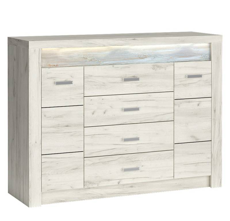 Lomadox Sideboard INGENIO-161, Kommode Anrichte Highboard LED Beleuchtung Wohnzimmerschrank in weiß von Lomadox