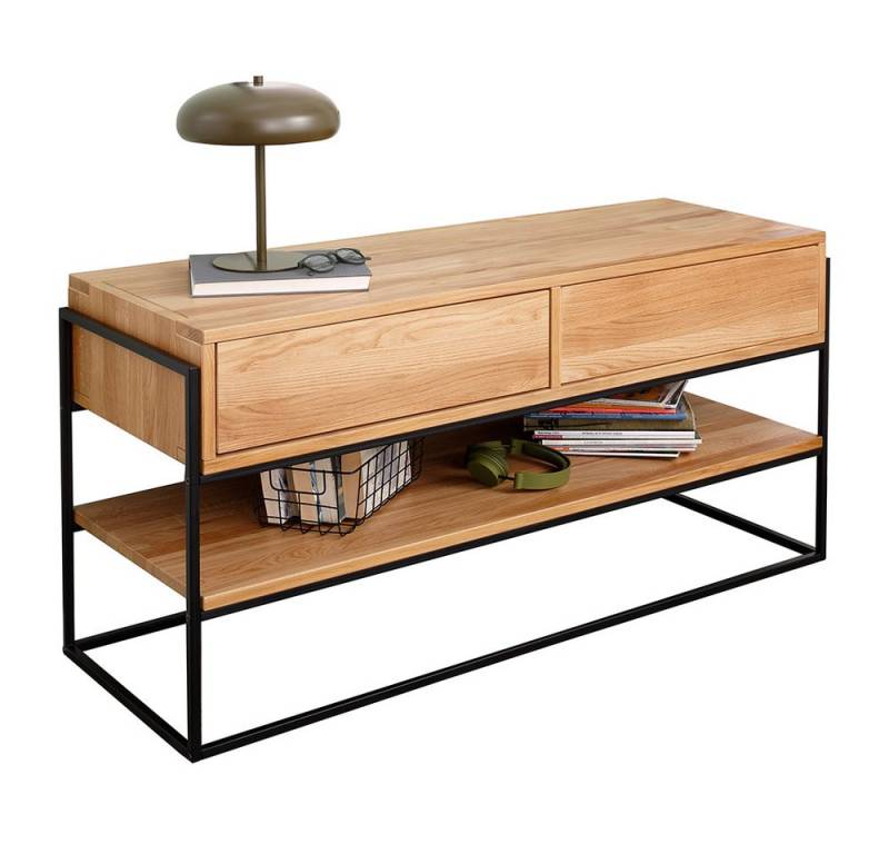 Lomadox Sideboard KENTON-69, Wildeiche Eiche massiv geölt Push-to-open 123x60x45,5 cm von Lomadox