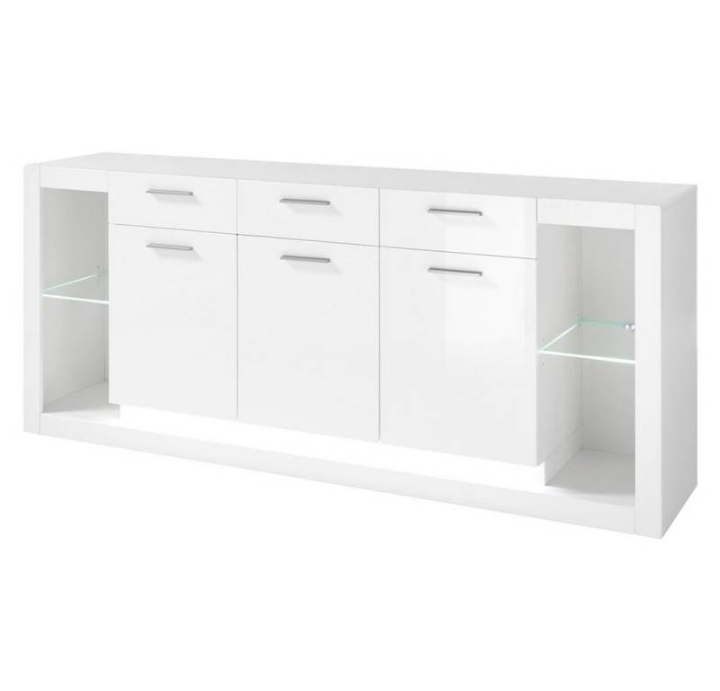Lomadox Sideboard MAILAND-61, in Hochglanz weiß inkl. LED-Beleuchtung, B/H/T: 198/83/43cm von Lomadox