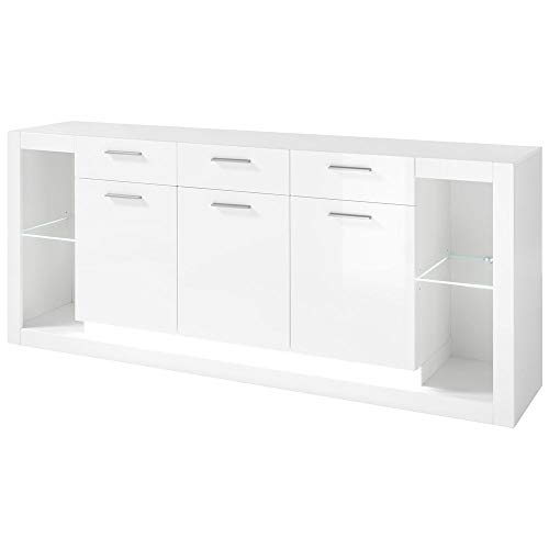 Lomadox Sideboard Mailand-61 in Hochglanz Weiß - B/H/T: ca. 198/83/43 cm von Lomadox