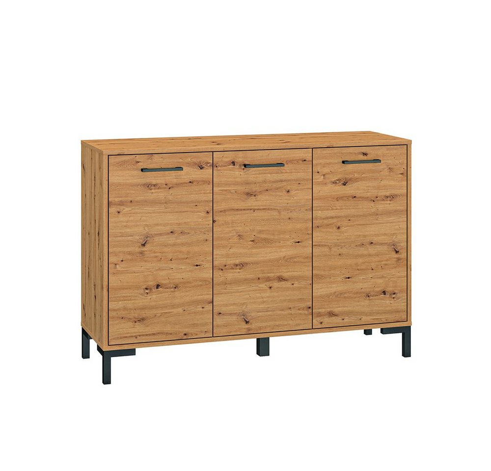 Lomadox Sideboard NASSAU-131, mit 3 Türen in Eiche Nb., ca. 120/83/40 cm von Lomadox