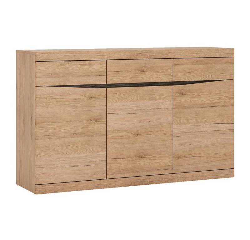 Lomadox Sideboard SANFORD-129, San Remo Eiche hell Nb., 3 Türen, 3 Schubkästen, Softclose von Lomadox