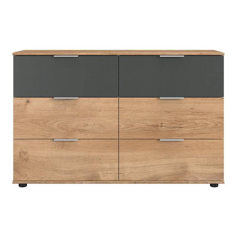 Lomadox Sideboard VIESTE-43, 130cm breit, 6 Schubladen, graphit mit Eiche von Lomadox