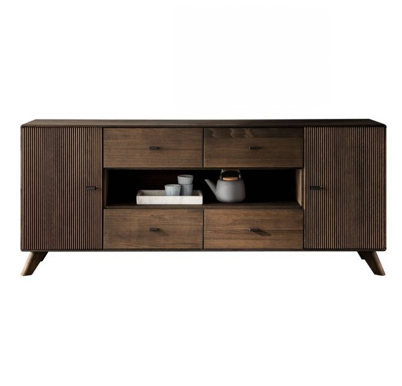 Lomadox Sideboard WOODVILLE-69, 180 cm Massivholz Retro Dunkelbraun 2 Türen 4 Schubladen Softclose Lomadox Sideboard WOODVILLE-69, 180 cm Massivholz Retro Dunkelbraun 2 Türen 4 Schubladen Softclose von Lomadox
