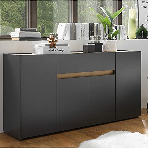 Lomadox Sideboard Wohnzimmer in anthrazit mit Absetzungen in Wotan Eiche Nb., B/H/T: ca. 170/87/40 cm Lomadox Sideboard Wohnzimmer in anthrazit mit Absetzungen in Wotan Eiche Nb., B/H/T: ca. 170/87/40 cm von Lomadox