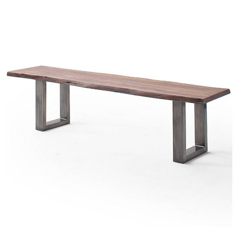 Lomadox Sitzbank COSENZA-06, 180cm, Akazie Massivholz, walnussfarben lackiert, Metallgestell von Lomadox