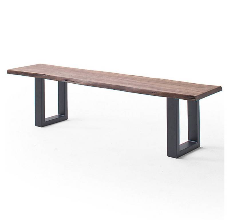 Lomadox Sitzbank COSENZA-06, 180cm, Akazie Massivholz, walnussfarben lackiert, Metallgestell von Lomadox