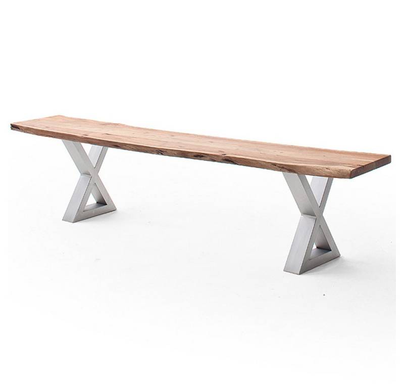 Lomadox Sitzbank COSENZA-06, 200cm, Akazie natur, Massivholz, Metallgestell von Lomadox