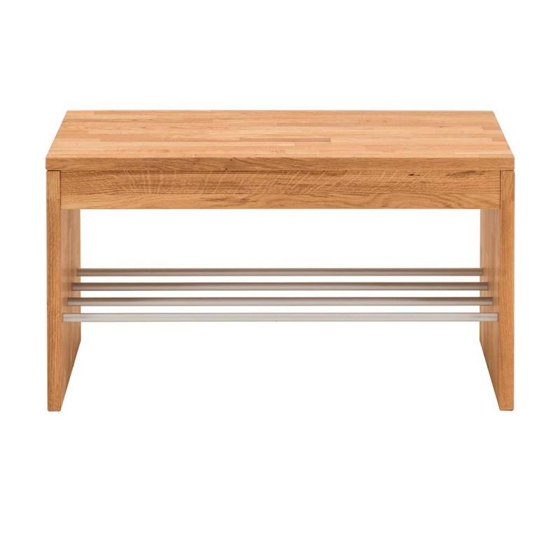 Lomadox Schuhbank CUENCA-137, Massivholz Eiche, Schuhablage, Alurohre, 82 cm breit von Lomadox