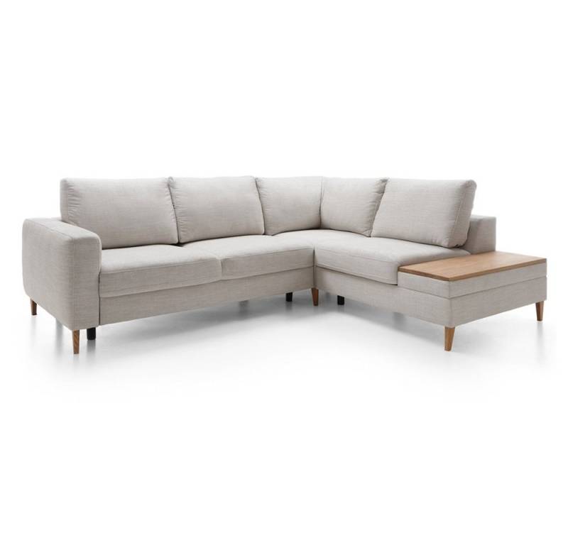 Lomadox Ecksofa ADANA-155, L-Form, langer Schenkel links, Schlaffunktion, Bettkasten, Holzablage von Lomadox