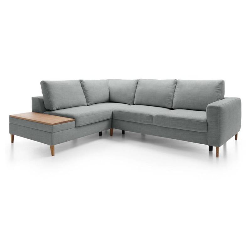 Lomadox Ecksofa ADANA-155, L-Form, langer Schenkel rechts, Bettkasten, Holzablage von Lomadox